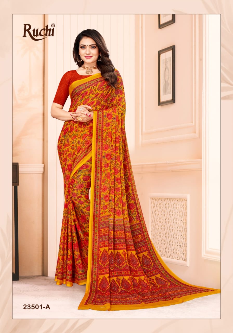 Star Chiffon 102 By Ruchi Printed Saree Catalog